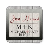 Just Married barn wood labels Sticker
