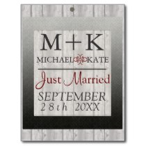 Just Married wedding decor barn wood Postcard
