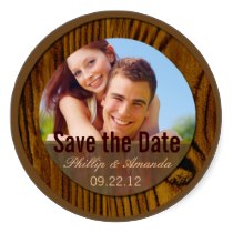Save the date label modern casual round stickers