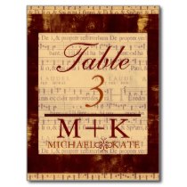 Table no wedding music note modern postcard